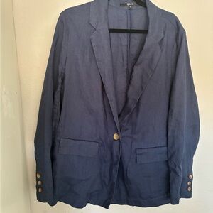 Quince Navy Linen Blazer Jacket